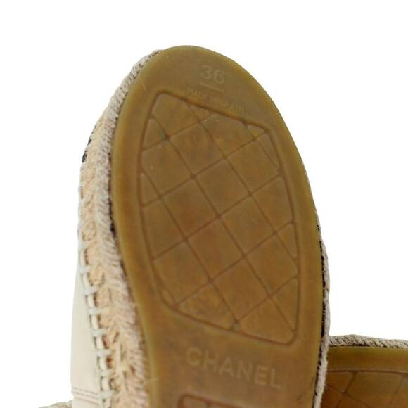 Chanel Espadrille 36 Leather Cap Toe Flats CC-S0225P-0001 - Picture 11 of 11